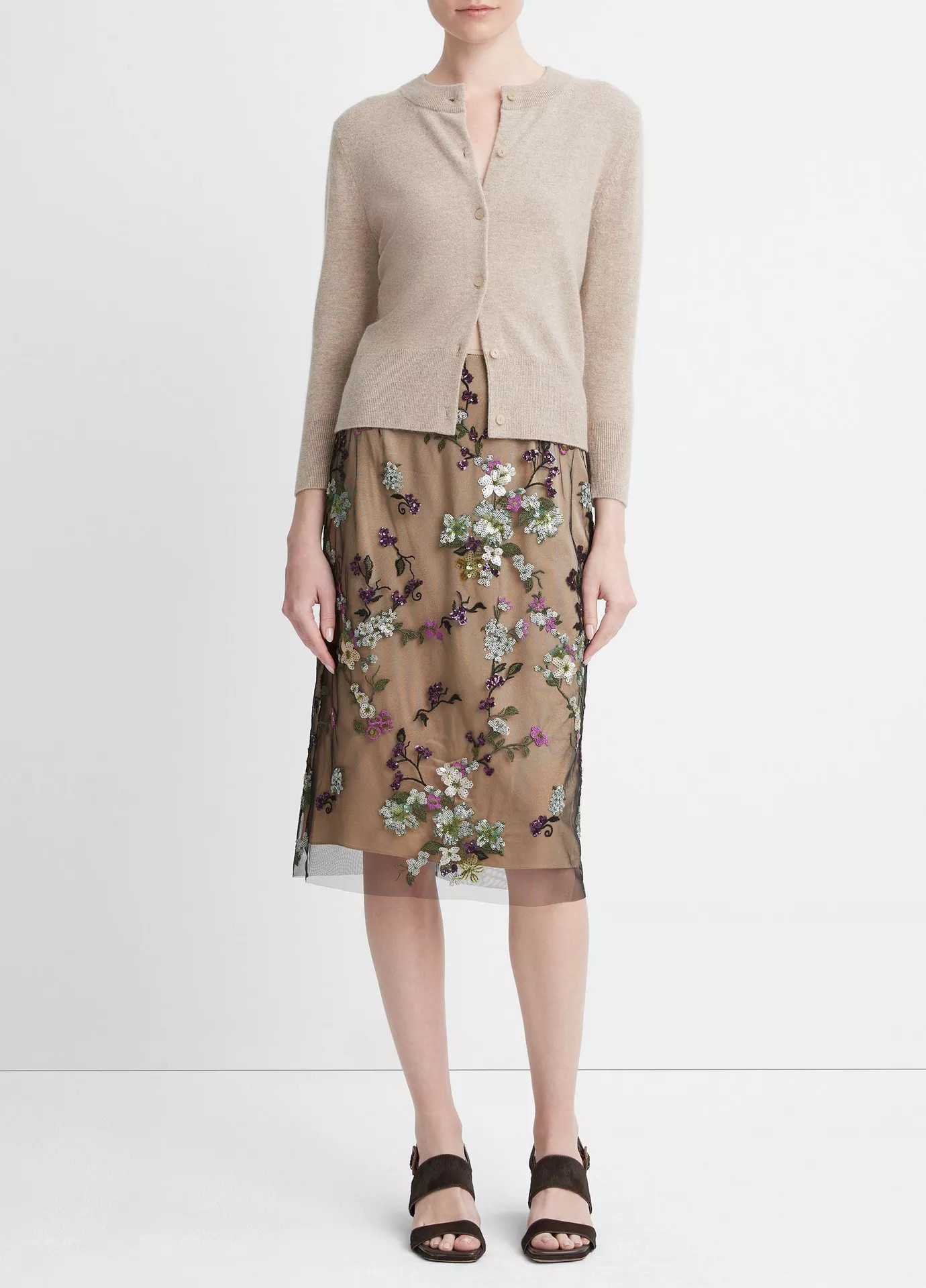 Wool-Blend Three-Quarter-Sleeve Shrunken Cardigan | Vince LLC