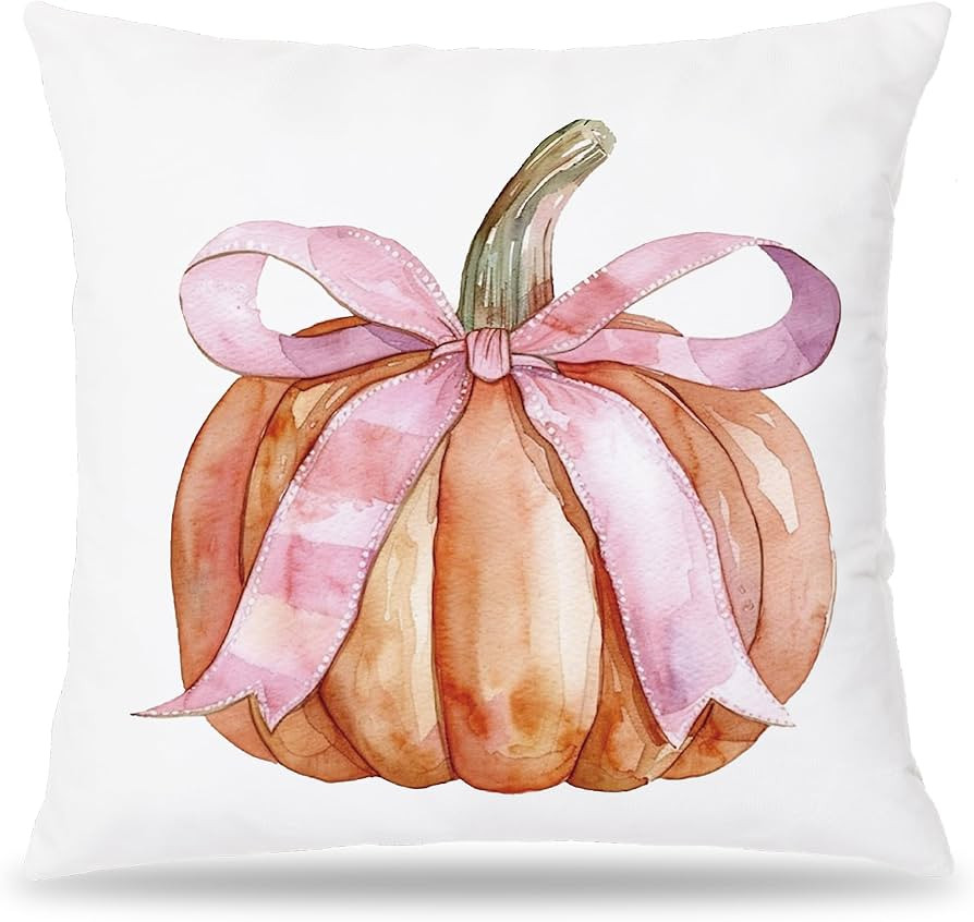 Fall Pumpkin Coquete Pink Bow Pillow Covers 18x18,Fall Pumpkin Coquette Bow Decorative Pillow Cov... | Amazon (US)