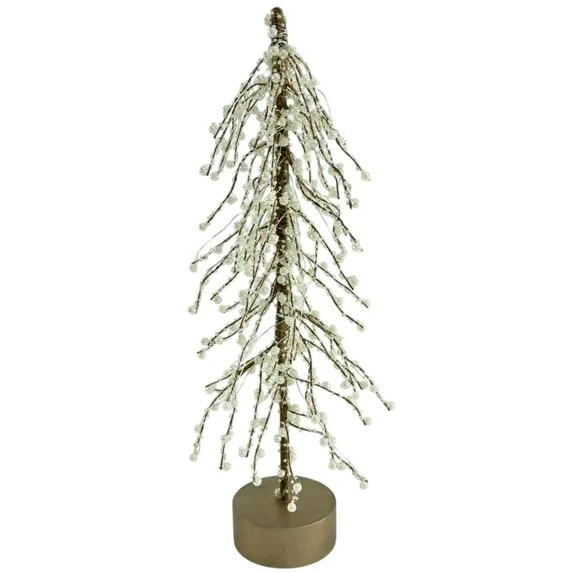 Gold and White Light-Up LED Pearl Christmas Tree Decoration, 18", by My Texas House | Walmart (US)