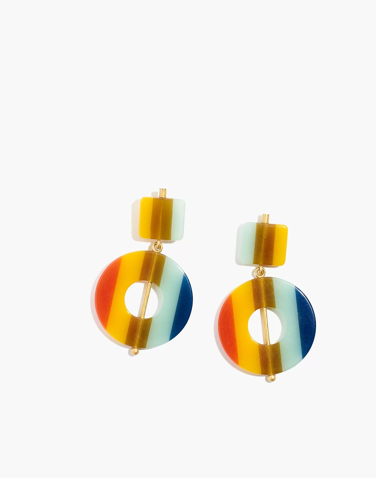 Linked Shapes Statement Earrings in Rainbow Stripe | Madewell
