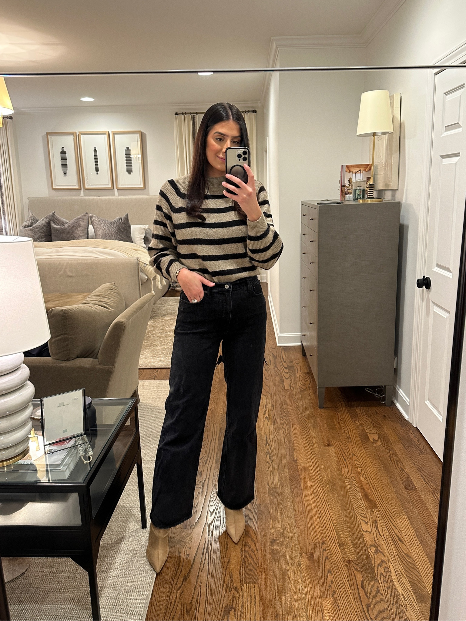 Date night outfit, stripe sweater, 90s high rise jeans 

#LTKSeasonal