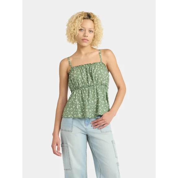 No Boundaries Woven Ruffle Top, Women’s | Walmart (US)