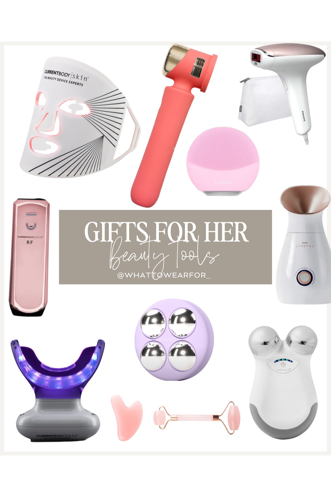 Gift guide for her: Beauty tools 

currentbody LED mask / Phillips hair remover / face steamer / Lookfantastic / space nk / Foreo 

#LTKgiftguide #LTKbeauty #LTKskincare