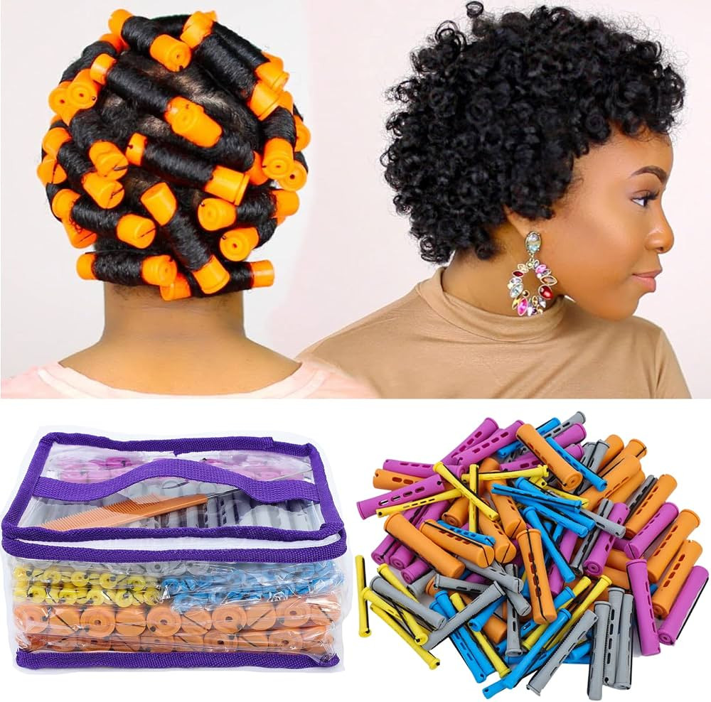 100pcs Hair Curling Rods Set - Plastic Cold Wave Rollers for Natural, Long or Short Hair Styling ... | Amazon (US)
