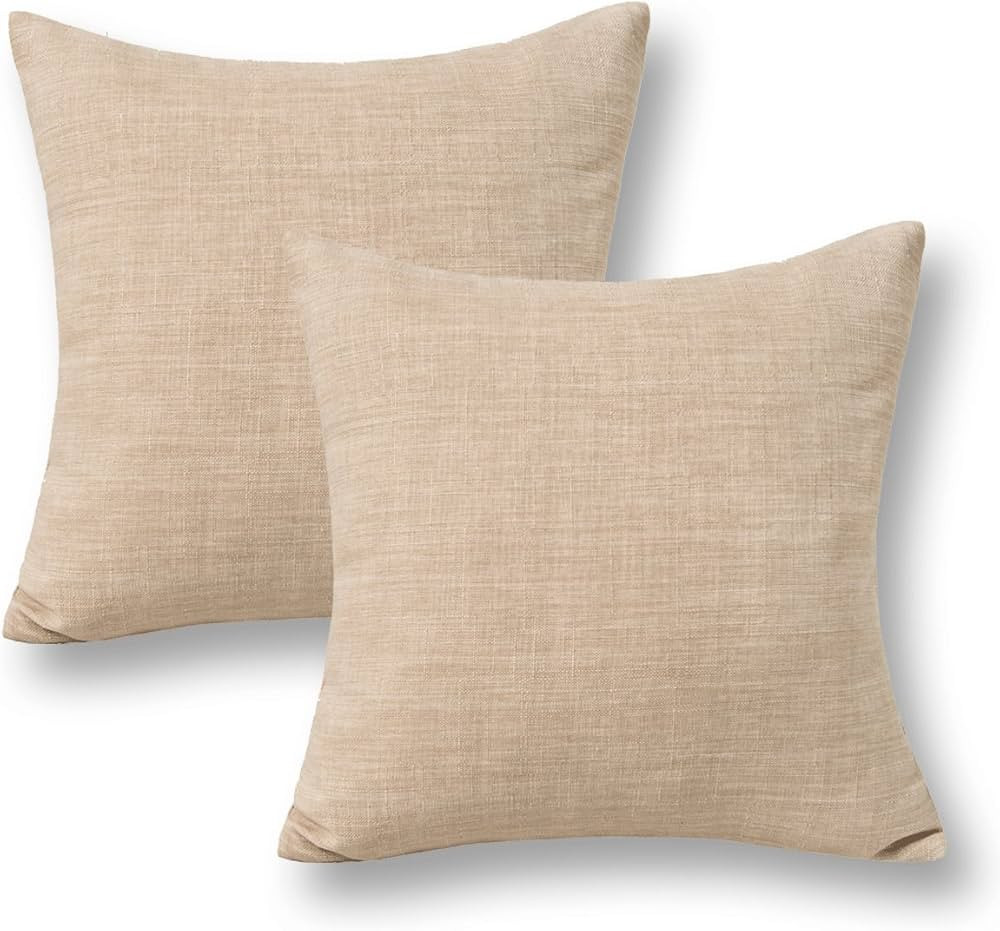 Jeanerlor Fax Linen Solid Decorative 26"x26" Pillow Cover/Euro Sham/Cushion Sham Prime, Velvety a... | Amazon (US)
