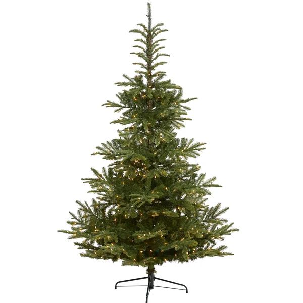 Green Spruce Artificial Christmas Tree with Clear Lights | Wayfair North America