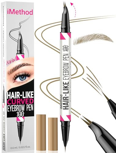 iMethod Curved Eyebrow Pen - 2-in-1 Dual-Ended Eyebrow Pencil with Curved Tip and Precise Brush-Tip, Microblading Pen for Natural Hair-Like Brows, Long Lasting, Light Brown | Amazon (US)