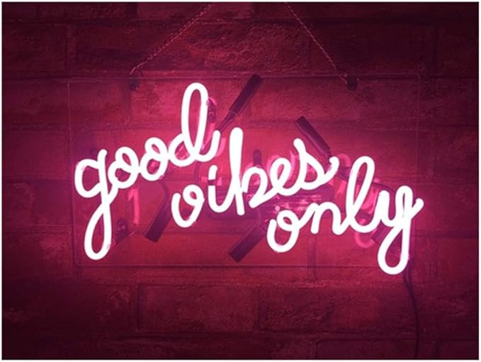 Realwell Pink Good Vibes Only Neon Sign Wall Decor for Bedroom Real Glass Bar Handmade Night Ligh... | Amazon (US)