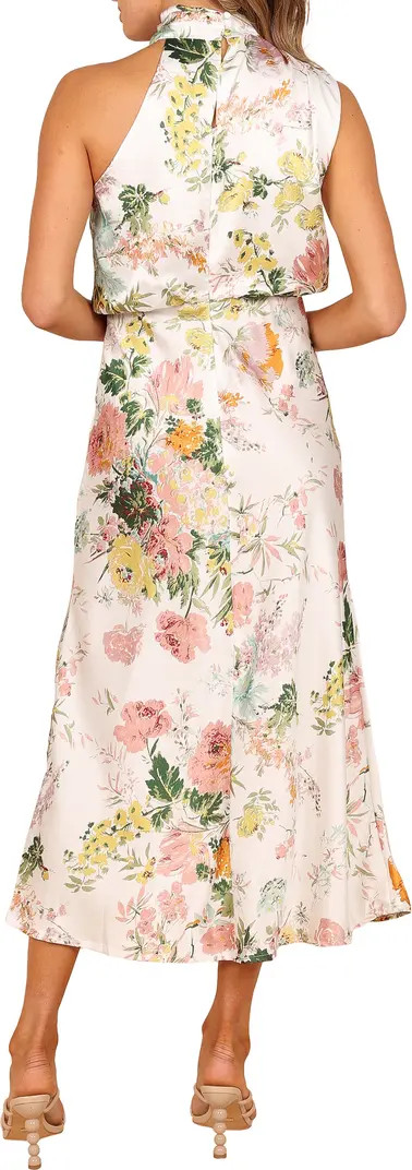 Anabelle Floral Halter Neck Satin Midi Dress | Nordstrom