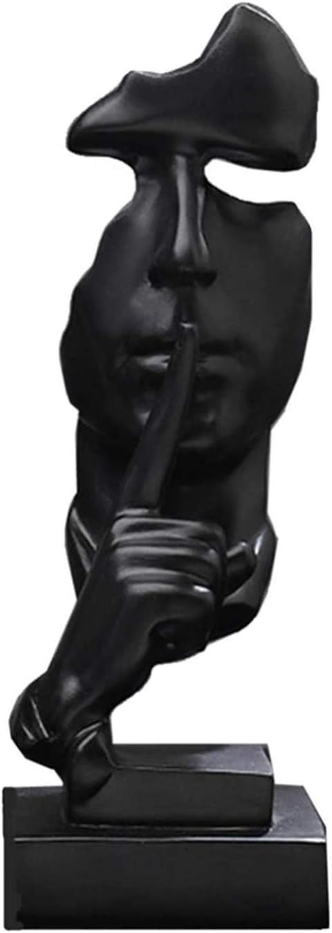 LACGO 12.2" Silence is Gold Thinker Statue Handmade Creative Abstract Keep Silent Figurine Black ... | Amazon (US)