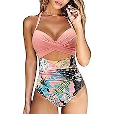 RXRXCOCO Women Cutout One Piece Swimsuit Tummy Control Cross Back Bathing Suit | Amazon (US)