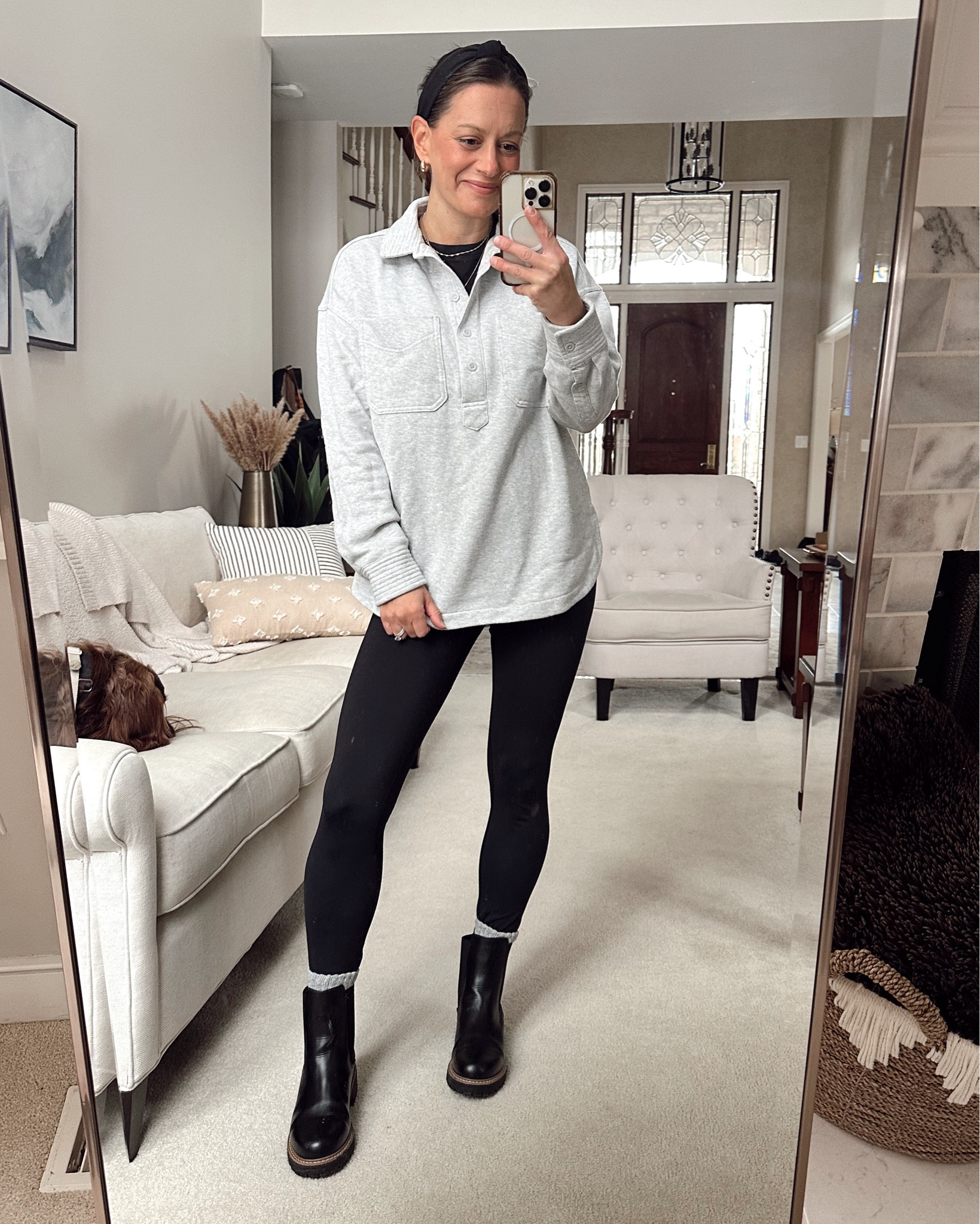 Winter outfit of the day ❄️ 
Aerie pullover runs big - I’m wearing an xs.

Amazon leggings run tts, chelsea boots run tts



#LTKOver40 #LTKActive #LTKSeasonal