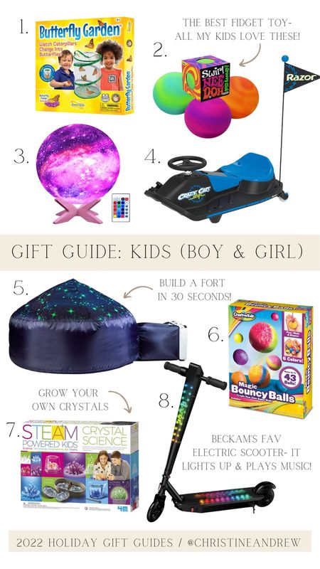 Holiday Gift Guides: for the kids ✨

Christmas gift ideas; kids gift ideas; holiday gifts; airfort; crazy cart; butterfly growing kit; crystal making kit; bouncy ball making kit; electric scooter; needoh#LTKGiftGuide 

#LTKHoliday #LTKSeasonal