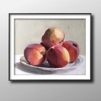 Peaches Painting, Prints, Posters, Canvas, Originals, Commissions, Food Art - Fine Art From Original Oil Painting By James Coates | Etsy (US)