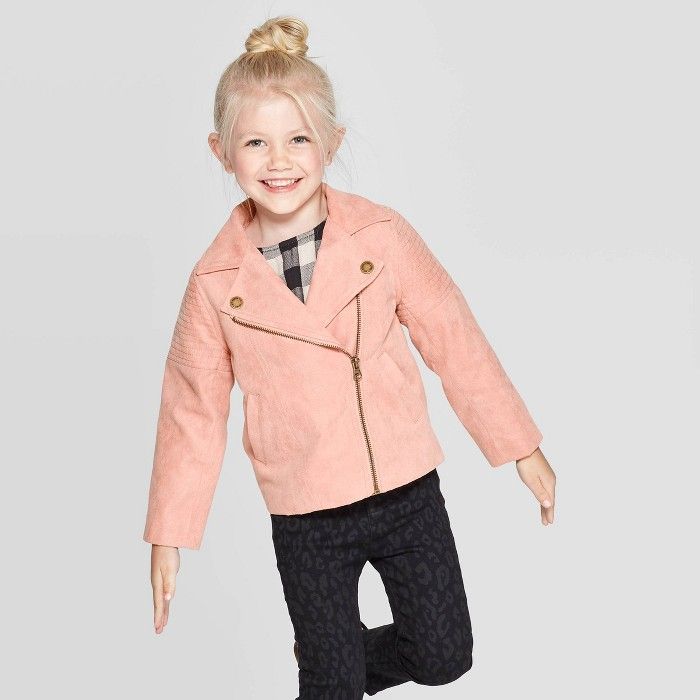 Toddler Girls' Faux Suede Moto Jacket - art class™ Peach | Target