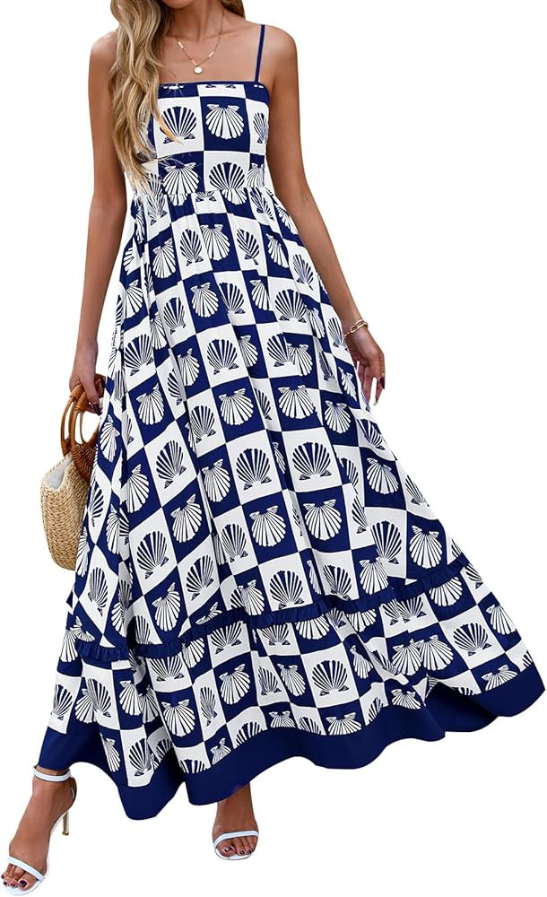 PRETTYGARDEN Summer Spaghetti Strap Dresses for Women 2026 Flowy Sundresses Casual Boho Sleeveles... | Amazon (US)