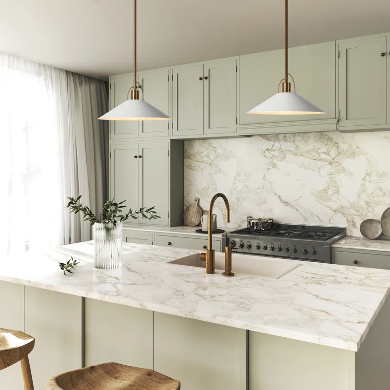 Tilda 1 - Light 14" Wide Electroplated Brass/Black Cone Single Pendant | Wayfair North America