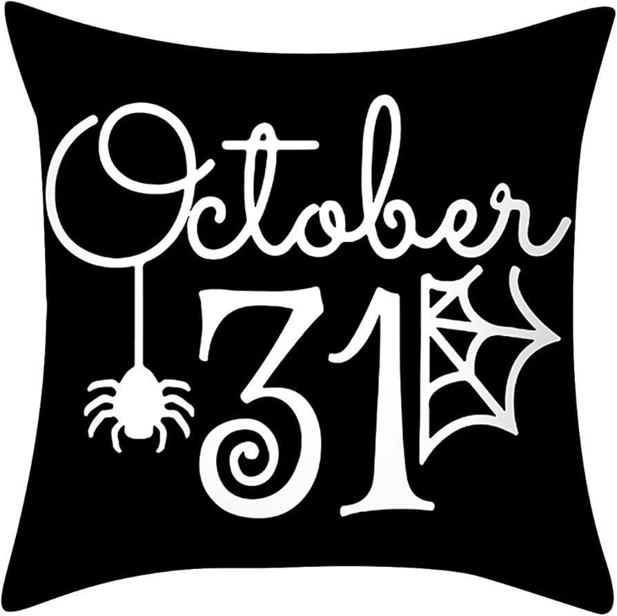 Muised Halloween October 31 Pillowcase Cushion Covers Waist Throw Pillow Case Sofa Car Seat Cover... | Amazon (US)