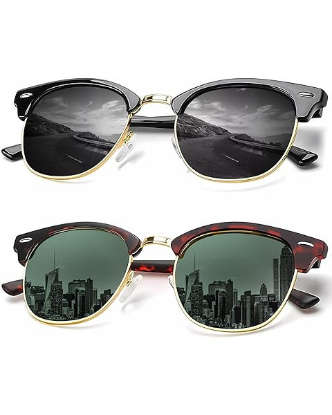 WearMe Pro Modern Semi-Rimless Rectangular Polarized Trendy Sunglasses | Amazon (US)