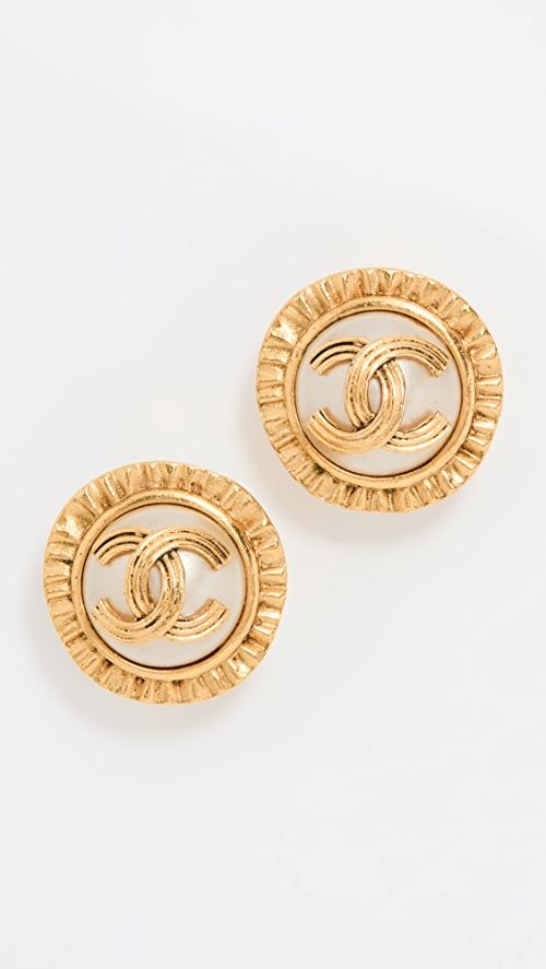 What Goes Around Comes Around Chanel Gold Pearl CC Earrings | SHOPBOP | Shopbop