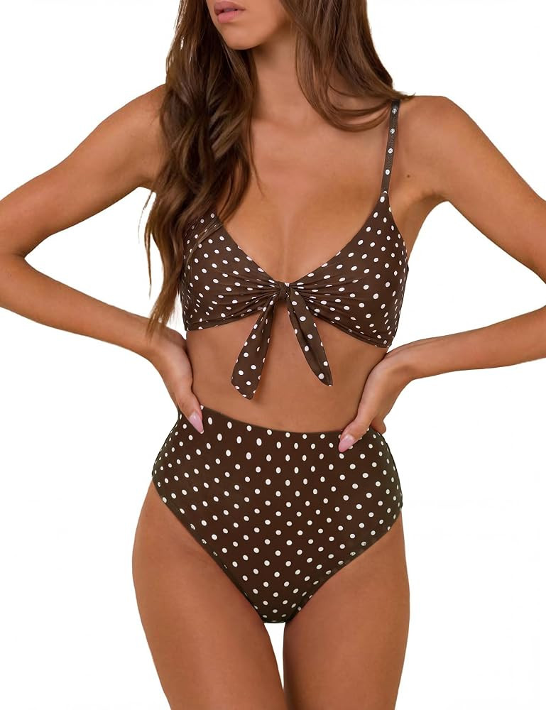 Blooming Jelly Womens High Waisted Bikini Set Tie Swimsuit Bathing Suit | Amazon (US)