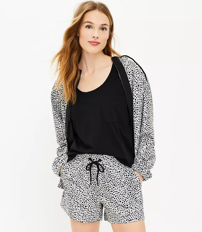 Lou & Grey Leopard Print Wanderweave Drawstring Shorts | LOFT
