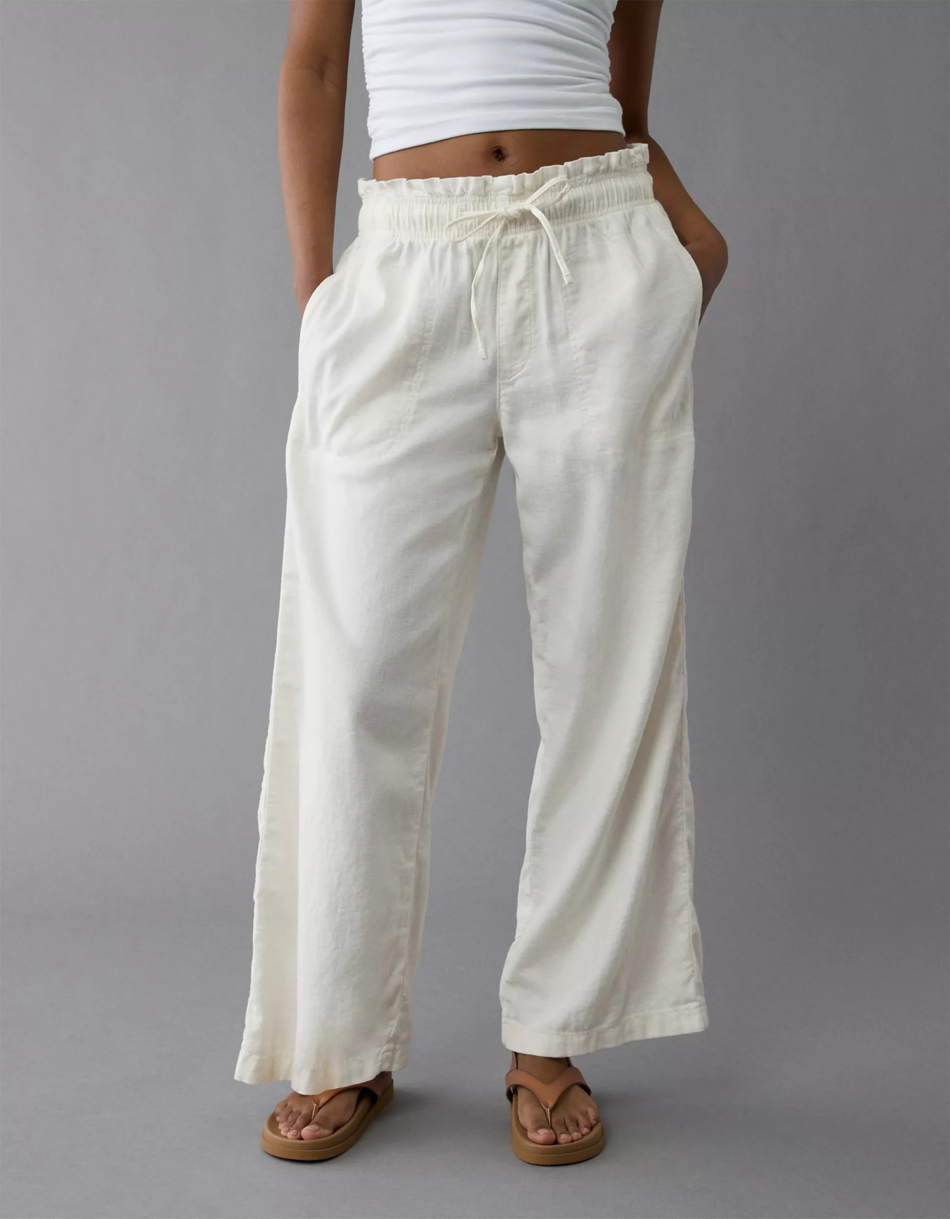 AE Dreamy Drape Linen-Blend Pull-On Pant | American Eagle Outfitters (US & CA)