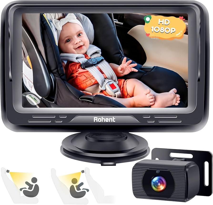 Rohent Baby Car Camera HD 1080P - Rear-Facing Infant Monitor with Night Vision, 150° Wide-Angle ... | Amazon (US)
