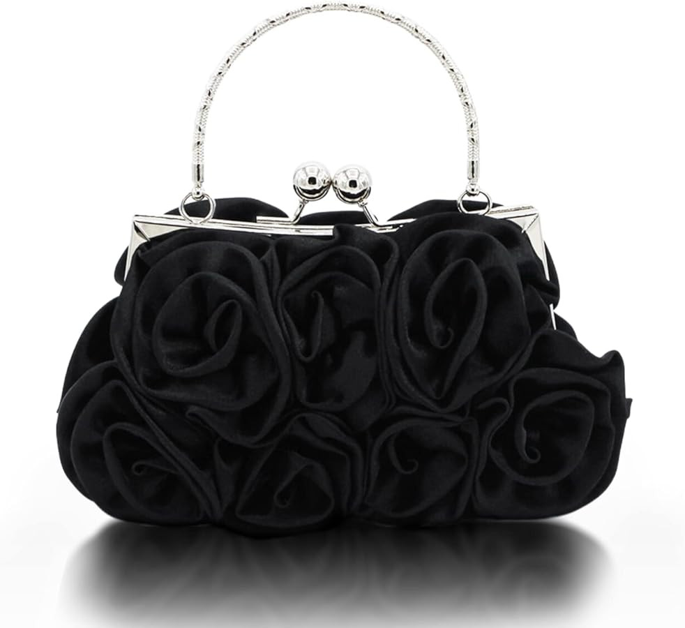 Women Evening Clutch Bag Floral Satin Small Purses with Detachable Strap for Wedding, Party, Prom | Amazon (US)