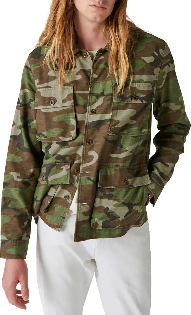 Camo Slub Twill Button-Up Military Jacket | Nordstrom