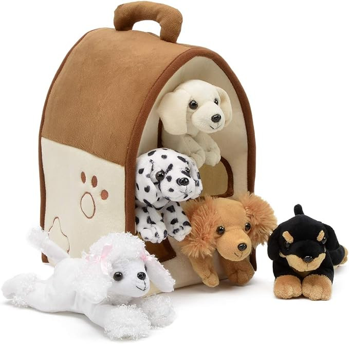 Amazon.com: Plush Dog House -Five (5) Stuffed Animal Dogs (Dalmation, Yellow Lab, Rottweiler, Poo... | Amazon (US)