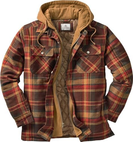 Legendary Whitetails Men's Plaid Flannel Shirt Jacket Quilted with Hood Polyfill Insulated | Amazon (US)
