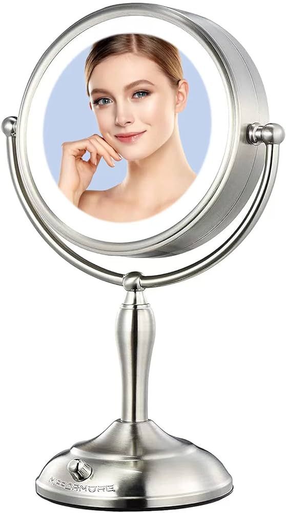 MIRRORMORE 8.5" Large Vanity Mirror with 40 Eye-Care Dimmable LED Lights, 1X/10X Magnifying Light... | Amazon (US)