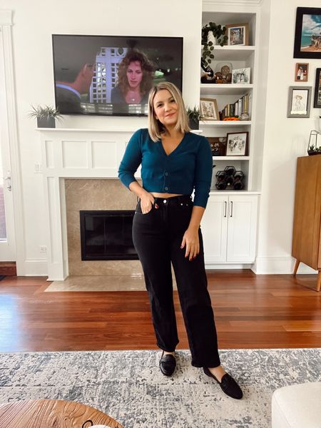 Cropped Sweater - wearing a size small / Wide Leg Jeans - Comes in petite, standard, tall and plus. If you're between sizes, I'd size down! / Loafers - 30% off! Runs small, size up half a size.

#LTKSeasonal #LTKunder50 #LTKunder100
