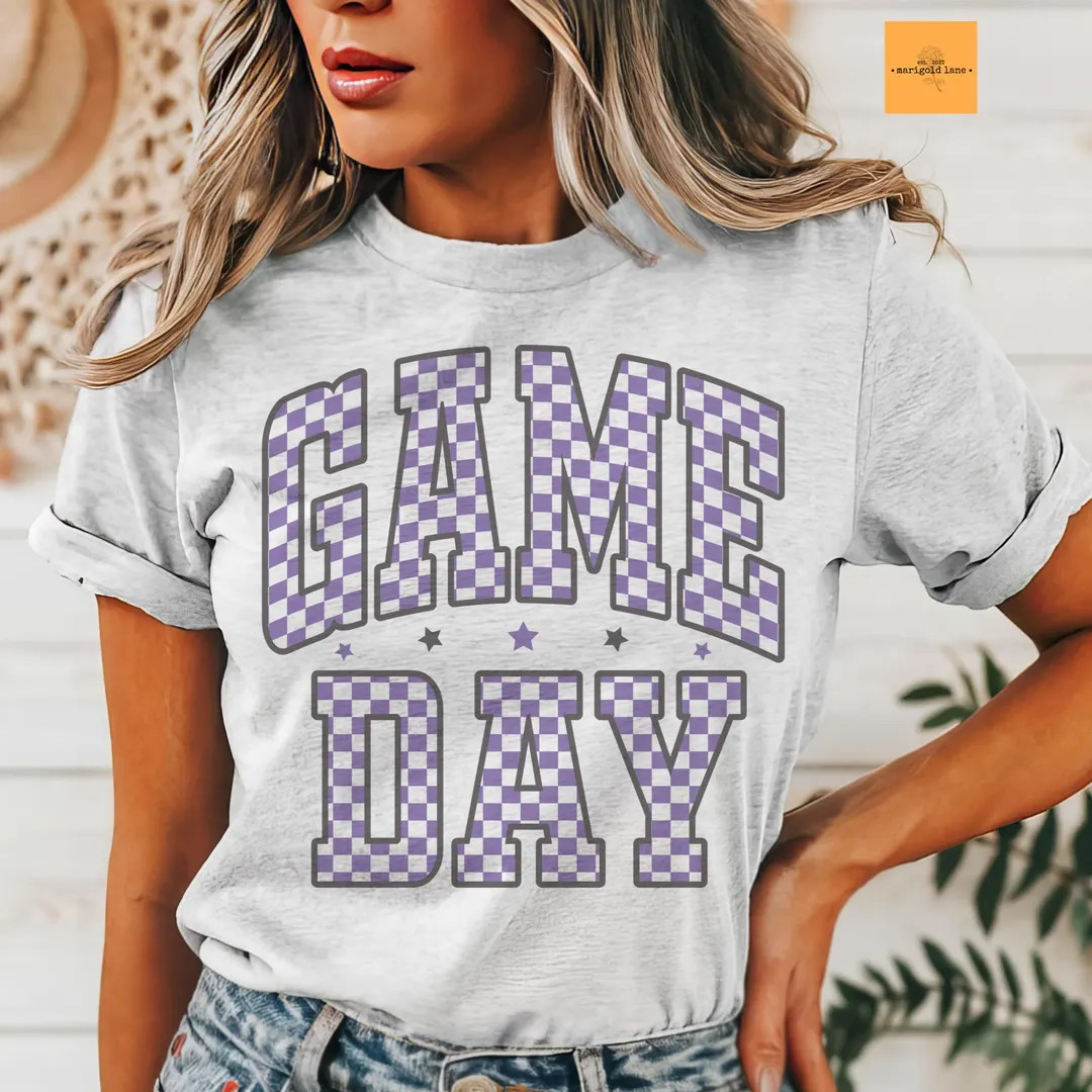 Purple Game Day, Retro Gameday Tshirt, Game Day Mom Tshirt, Cute Game Day Tshirt, Cute Game Day T... | Etsy (US)