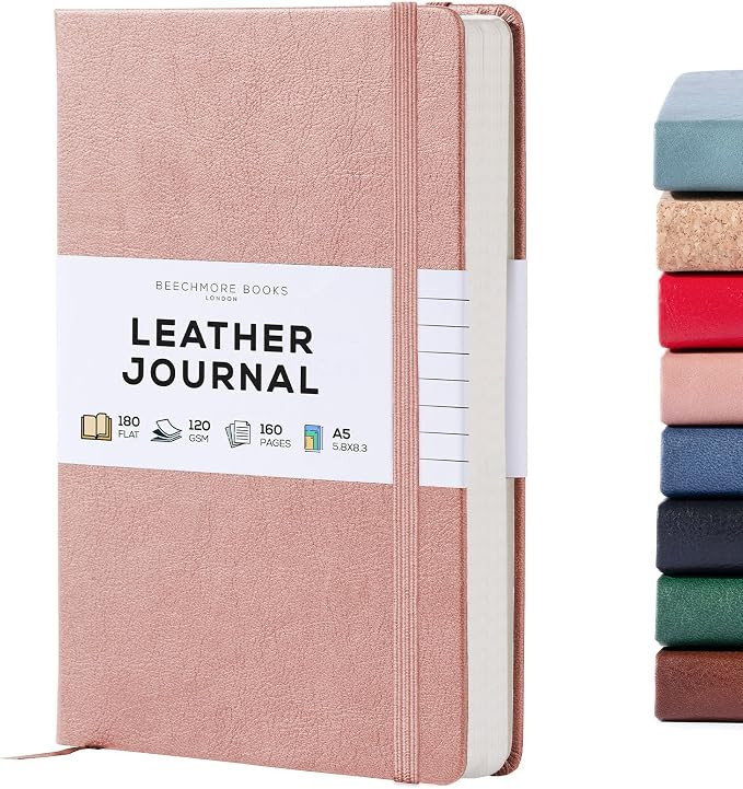 Amazon.com : BEECHMORE BOOKS Premium Lined Journal Notebook, 5" x 8" (A5) Hardcover Vegan Leather... | Amazon (US)