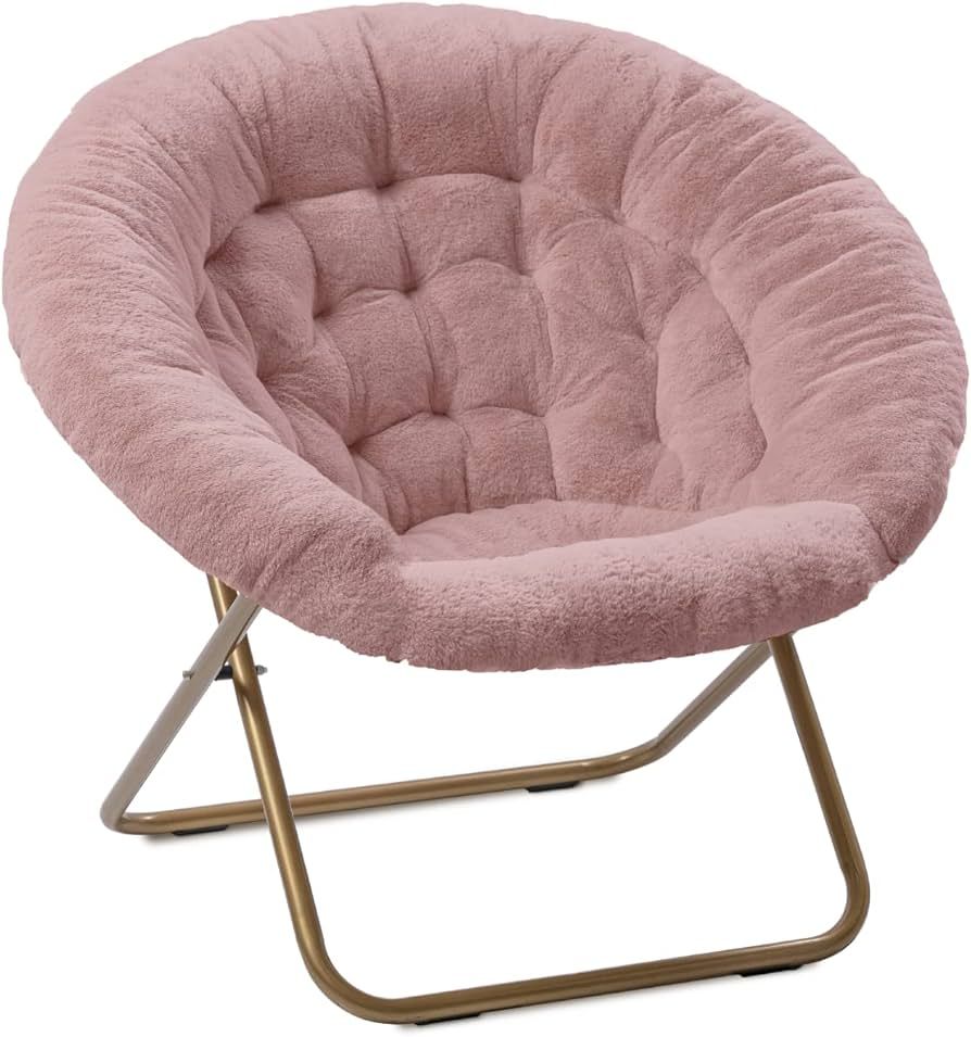Milliard Cozy Chair/Faux Fur Saucer Chair for Bedroom/X-Large (Pink) | Amazon (US)