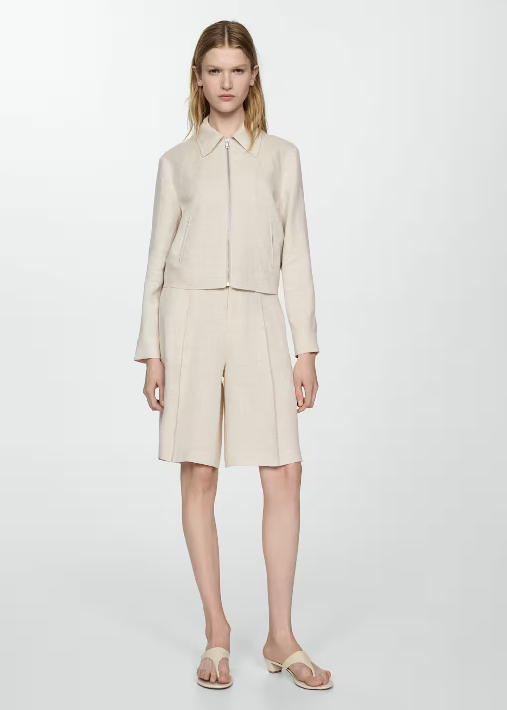 100% linen jacket with zip light/pastel grey - Woman - 1XL - MANGO | MANGO (UK)