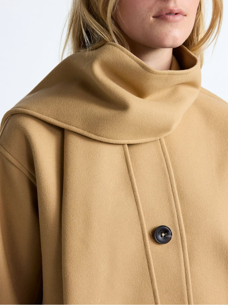 Free Assembly Women's Faux Wool Jacket with Scarf, Sizes XS-XXL | Walmart (US)