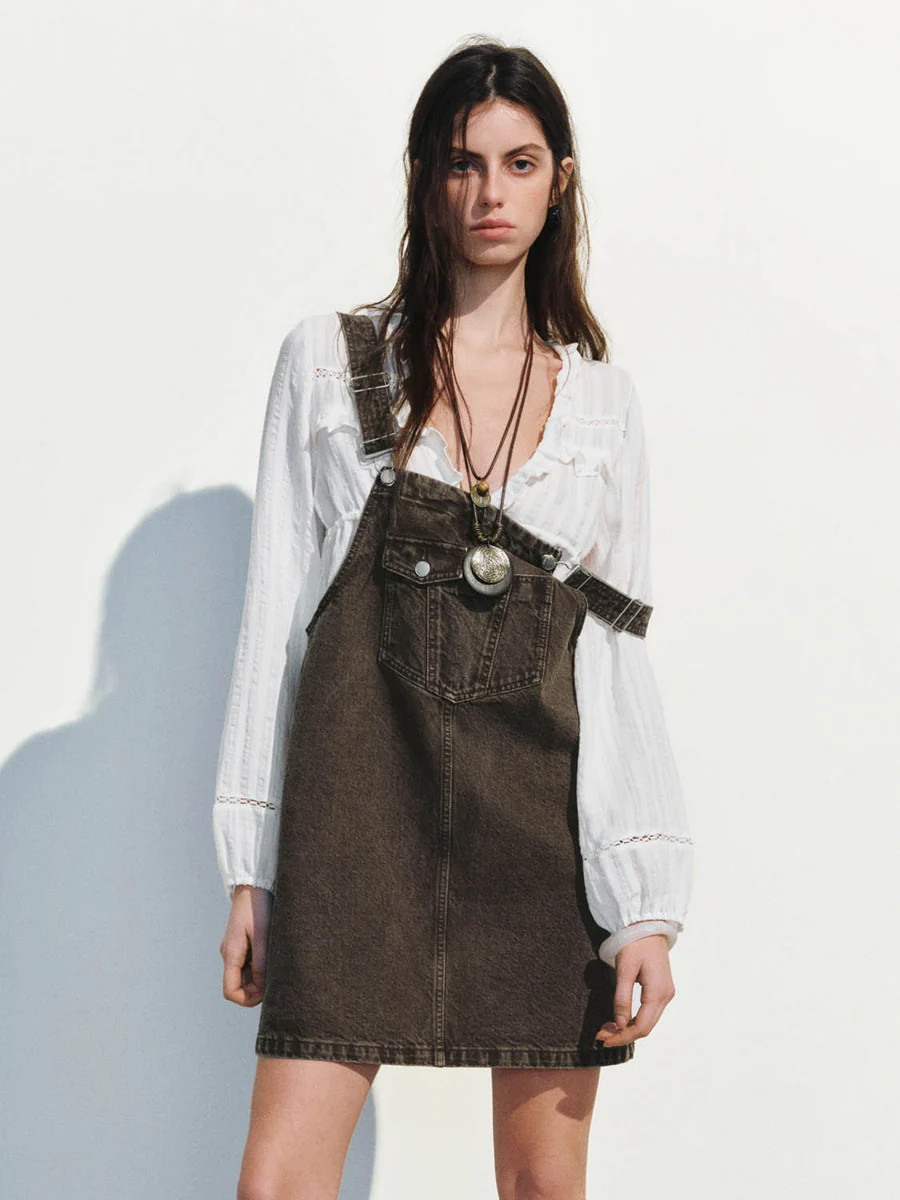 Denim Pinafore Dresses | Urban Revivo