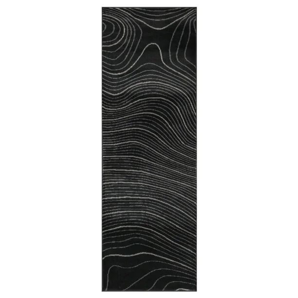 Superior Veer Abstract Lines Indoor Runner Rug, 2' 7" x 8', Black - Walmart.com | Walmart (US)