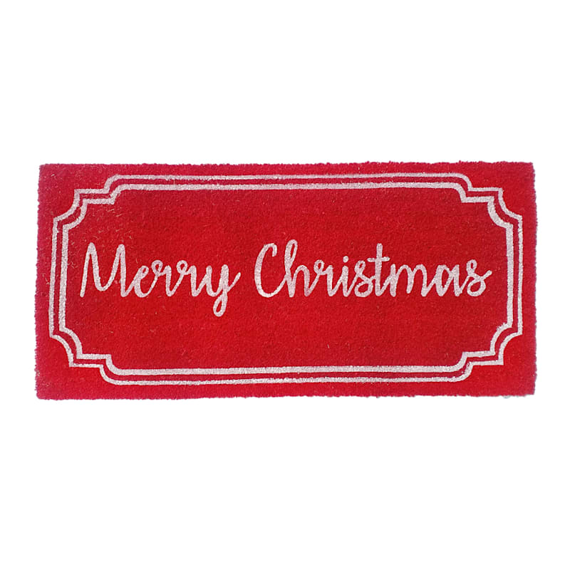 Red Merry Christmas Oversized Coir Doormat, 22x47 | At Home