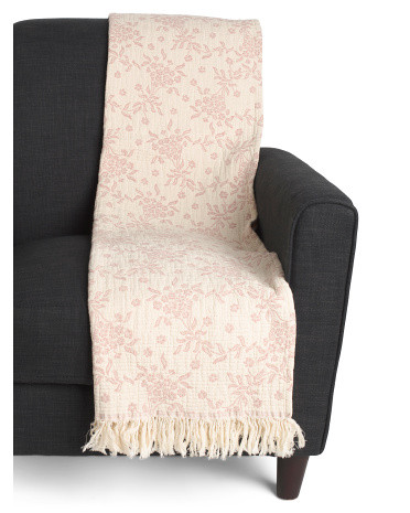 Made In Portugal 50x70 Ecru Small Ditsy Print Mallow Throw | Global Home | Marshalls | Marshalls