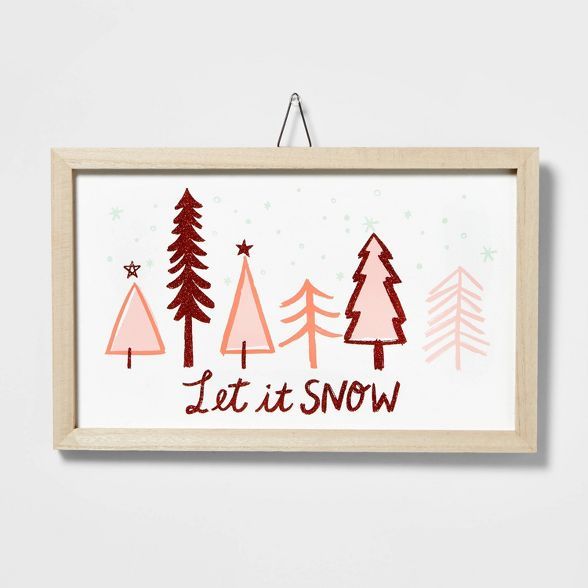 Let It Snow Trees Hanging Sign Pink - Wondershop&#8482; | Target
