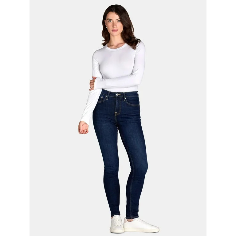 No Boundaries Ribbed Crewneck Tee with Long Sleeves, 1 or 2-Pack, Women's | Walmart (US)