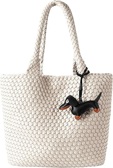 Woven Tote Bag for Women, Vegan Leather Handwoven Bags with Small Purse, Large Travel Top Handle ... | Amazon (US)