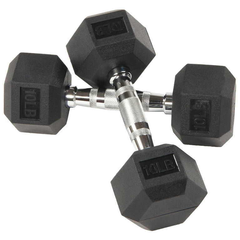 BalanceFrom Rubber Encased Hex Dumbbells, 10 lbs Pair, Black - Walmart.com | Walmart (US)