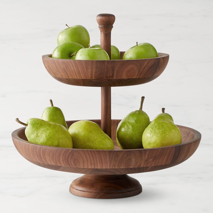Williams Sonoma Walnut Two Tier Fruit Bowl | Williams-Sonoma