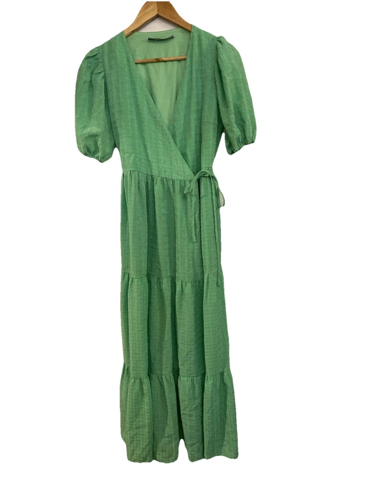 Decjuba Apple Green Tiered Wrap Maxi Dress Sz 6 Lined | eBay AU