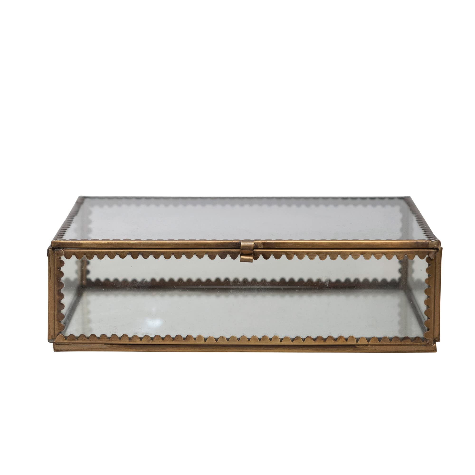 Creative Co-Op Brass and Glass Display Box with Scalloped Edges, Antique Finish | Amazon (US)